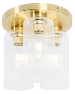Plafoniera Art Deco aurie cu sticlă 3 lumini - Laura