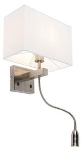 Lampa de perete moderna din otel cu abajur alb - Bergamo