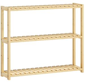 HOMCOM Etajeră de Baie cu 3 Rafturi Reglabile pe 5 Nivele, Dulap de Depozitare din Bambus, 60x15x50 cm, Lemn Natural | Aosom Romania