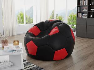 Z0ND0 Fotoliu puf Hannela 500L (Negru piele ecologică + Roșu piele ecologică). 1053996