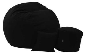Set Fotoliu King Size cu Otoman (suport picioare) si Perna, Material Textil - Eerie Black