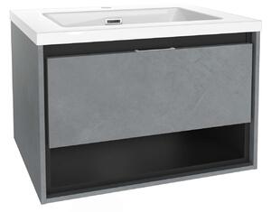 Kielle Meara - Dulap cu lavoar 60 cm, beton/negru mat 50026S605