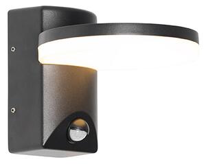 Lampă de perete exterioară neagră cu LED IP54 cu senzor de mișcare - Esmee