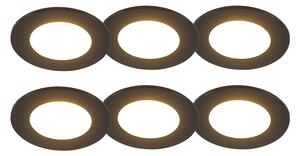 Set de 6 spoturi îngropate negre inclusiv LED reglabil în 3 trepte IP65 - Blanca