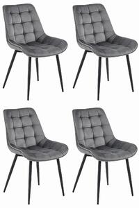 Set Scaune 4 Bucatarie/Dining Joy Gri Inchis Catifea
