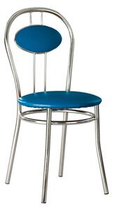 Scaun dining Tiziano Chrome, piele ecologica, albastru