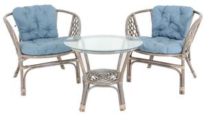 Set mobilier gradina, Bahama ratan natural, 3 piese, 2 locuri, culoare Gri