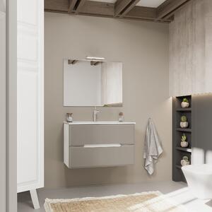Mobilier De Baie, 80cm, Sertare Gri și Structură Alb Stejar | Magnolia