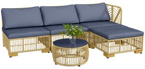 Outsunny Set de mobilier din rachita de 5 bucati, Gri
