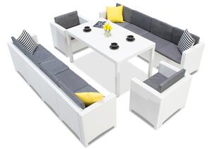 Set mobilier grădină cu două canapele mari Colorado Apetito Max 10 alb Bica