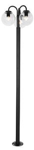 Lămpă de grădină neagră cu sticlă transparentă 200 cm 3 lumini IP44 - Sfera