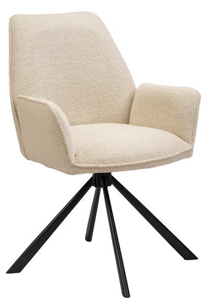 MAZZONI EXPORT YUNI Crem (material Monza 90) - SCAUN MODERN PIVOTANT TAPIȚAT BOUCLÉ PENTRU SALON/SUFRAGERIE/BIROU LOFT