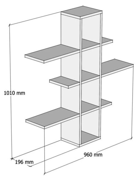 Rafturi perete, Elegant Build, UnicUtil, 96 x 101 x 19 cm, Nuc Alb