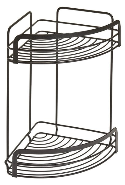 Raft de colț cu 2 etaje pentru baie Metaltex Origin Lava, negru