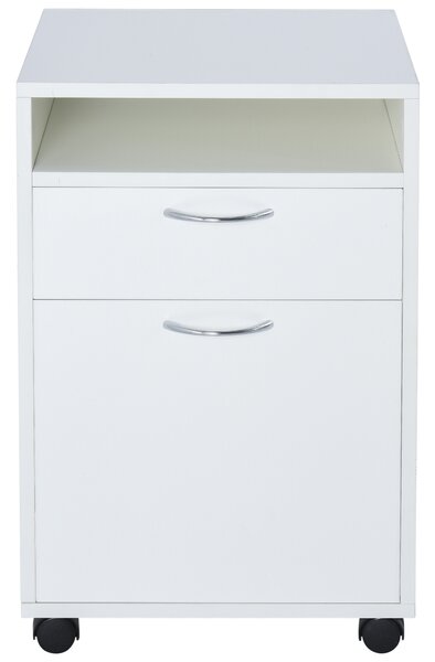 Comodă Mobilă pentru Birou HOMCOM, cu Roți, Design Compact, 40x35x60cm, Alb | Aosom Romania