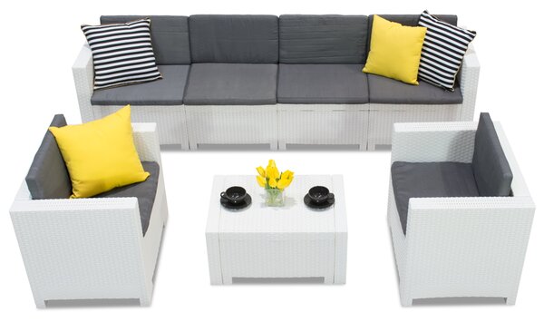 Mobilier de grădină cu canapea extensibilă Colorado Coffee 6 Max alb Bica