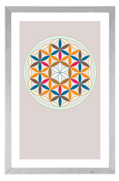 Poster cu passepartout Mandala colorată