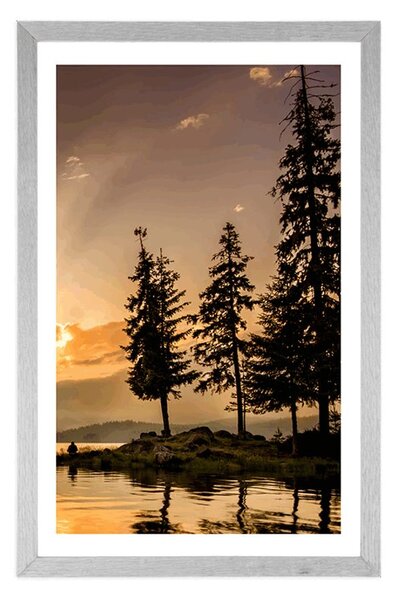 Poster cu passepartout lac de munte
