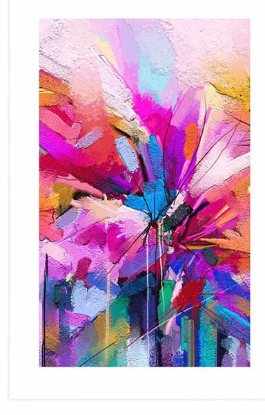 Poster cu passepartout flori colorate abstracte