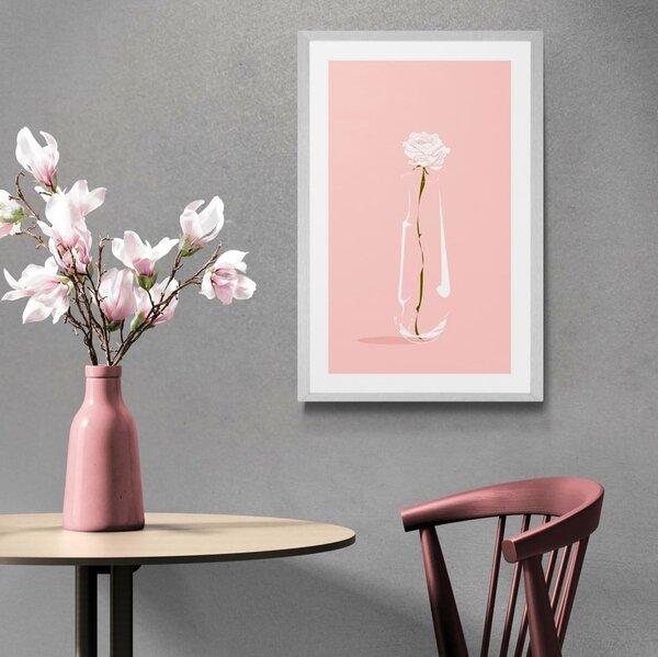 Poster cu passepartout floare minimalistă