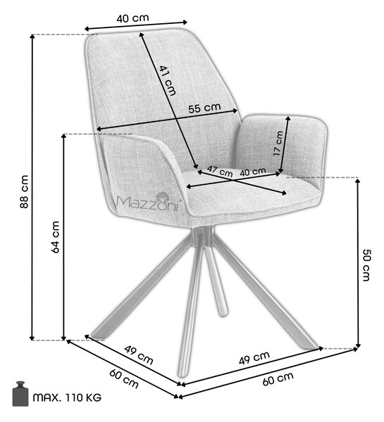 MAZZONI EXPORT YUNI Crem (material Monza 90) - SCAUN MODERN PIVOTANT TAPIȚAT BOUCLÉ PENTRU SALON/SUFRAGERIE/BIROU LOFT