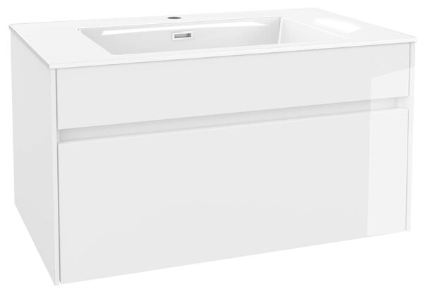 Kielle Nefia - Dulap cu lavoar 80 cm, alb lucios 50027S800