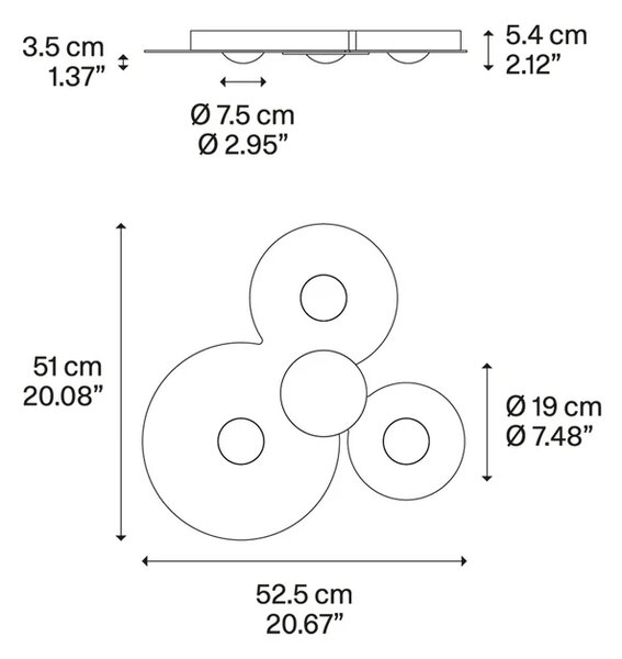 Bugia Triple Plafonieră 3000K Bronze - Lodes