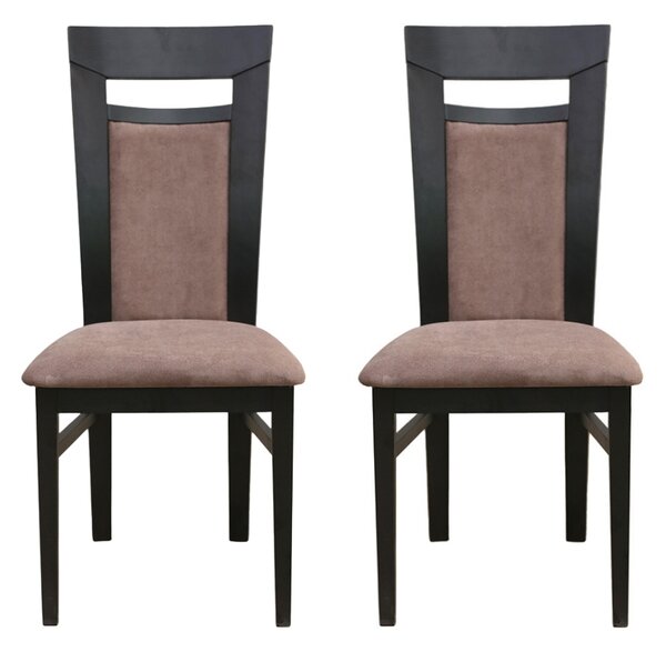 Set 2 scaune dining din lemn de fag Portofino, cadru wenge, textil Solo 25